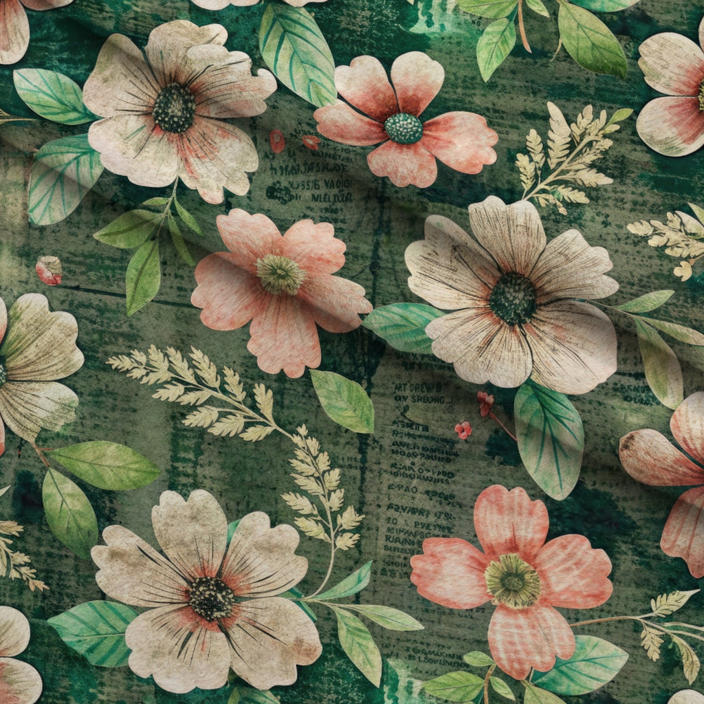 Emerald Blush Blooms Pattern 6 Fleece Fabric — fleece fabric folded close-up preview (mv-fleece-v1:lying)