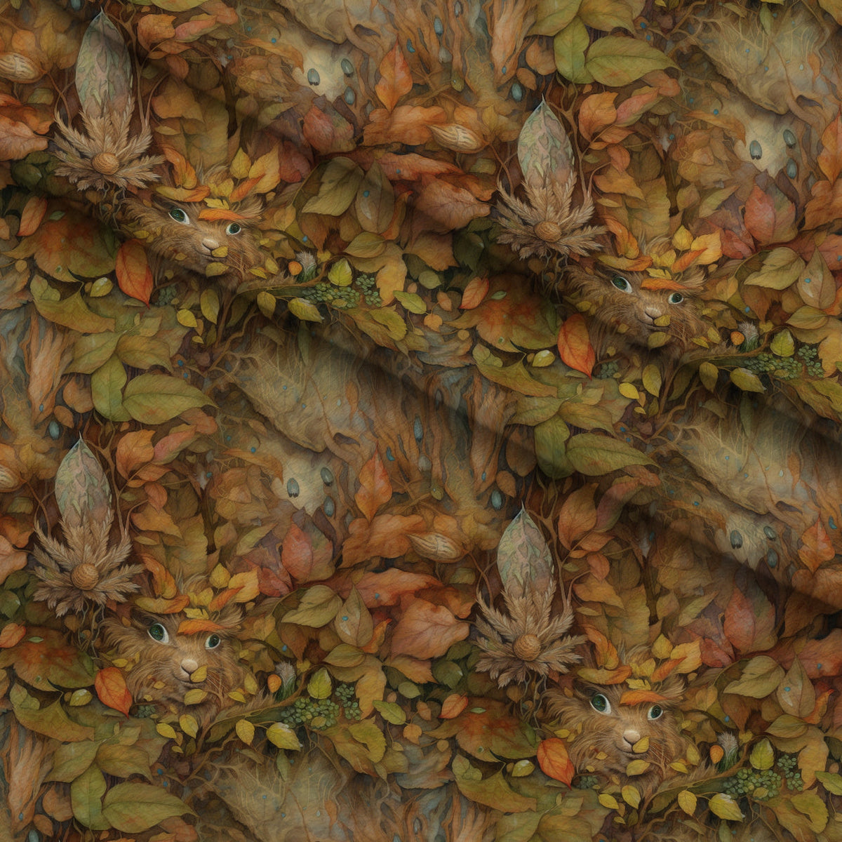 Enchanted Woodland Pattern 1 Fleece Fabric — fleece fabric folded close-up preview (mv-fleece-v1:lying)
