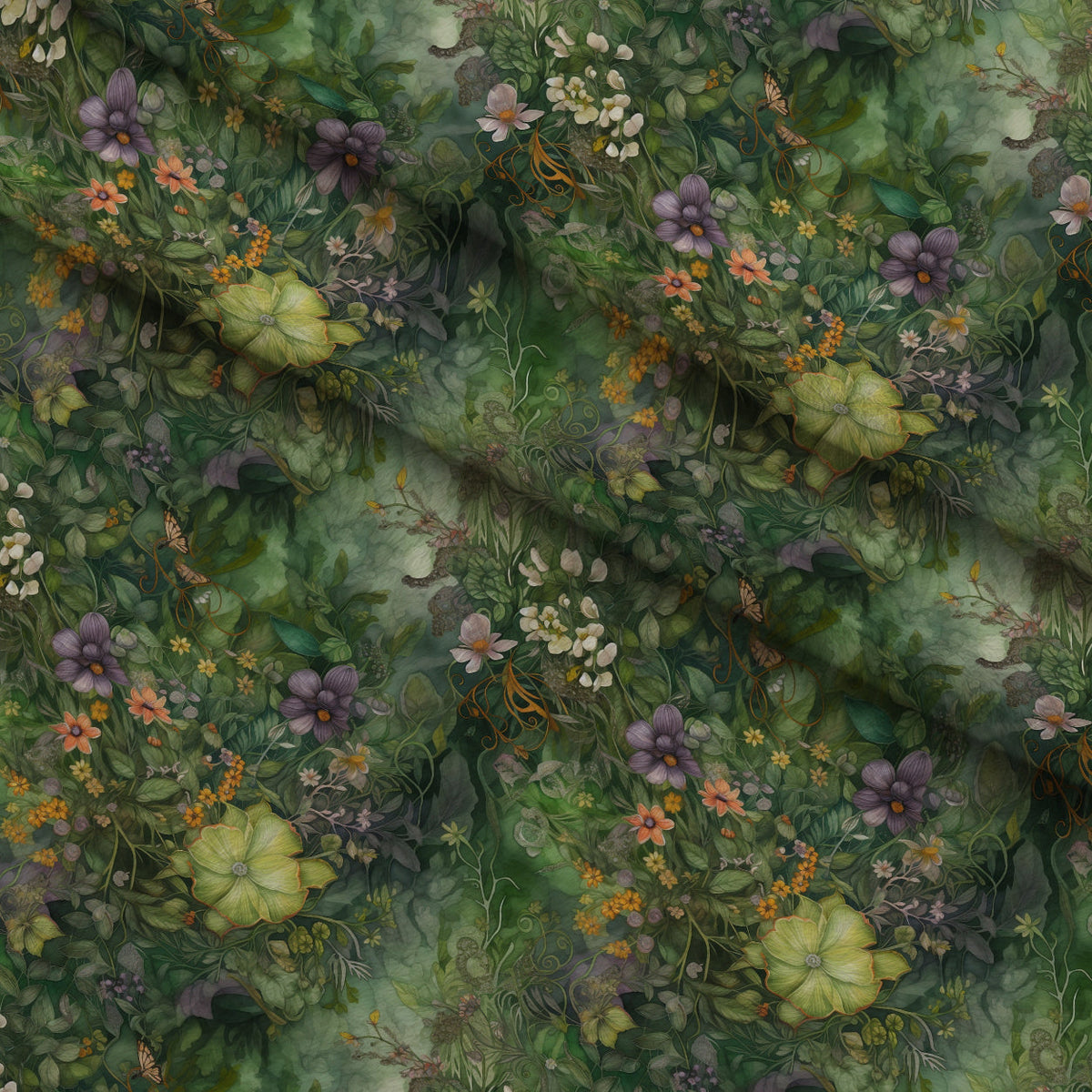 Enchanted Woodland Pattern 3 Fleece Fabric — fleece fabric folded close-up preview (mv-fleece-v1:lying)