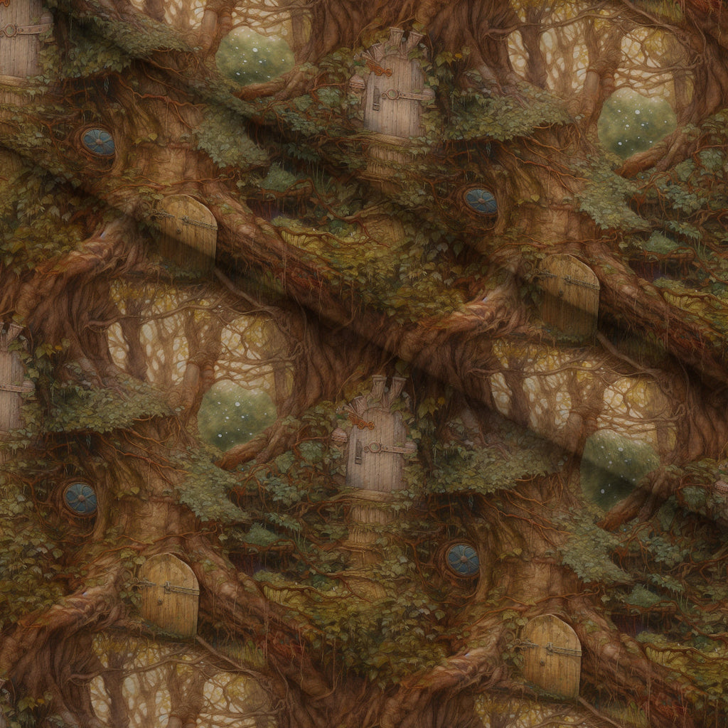Enchanted Woodland Pattern 4 Fleece Fabric — fleece fabric folded close-up preview (mv-fleece-v1:lying)