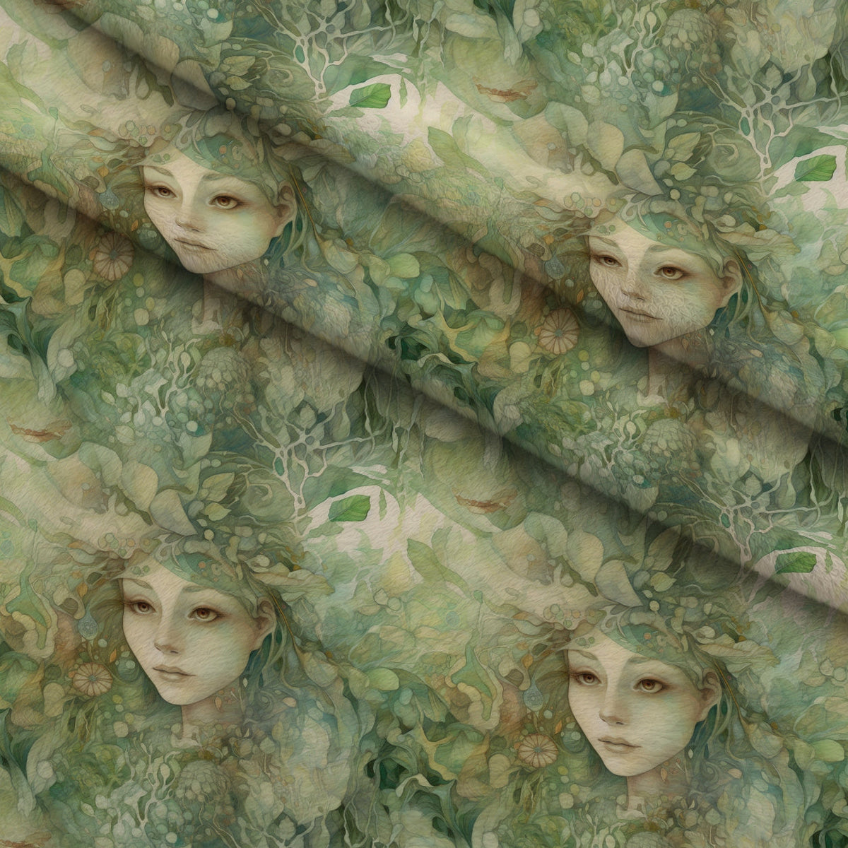 Enchanted Woodland Pattern 5 Fleece Fabric — fleece fabric folded close-up preview (mv-fleece-v1:lying)