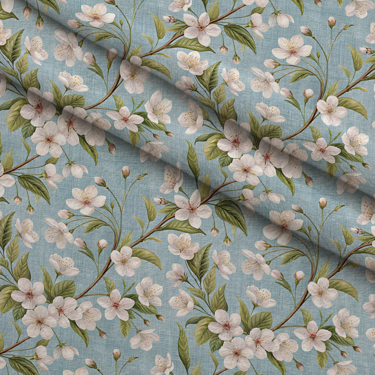 Etched Garden Toile Pattern 5 Fleece Fabric — fleece fabric folded close-up preview (mv-fleece-v1:lying)