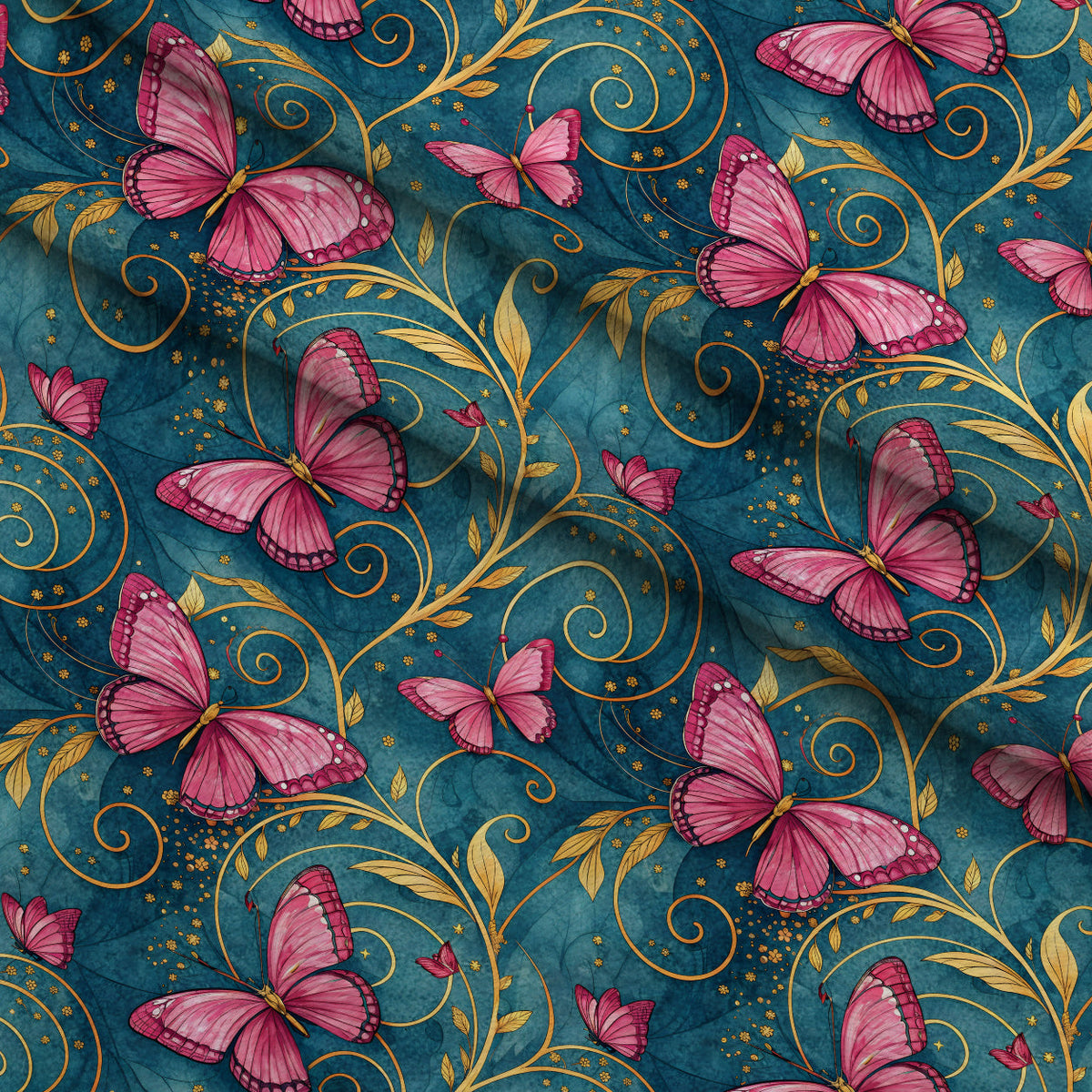 Etched Garden Toile Pattern 7 Fleece Fabric — fleece fabric folded close-up preview (mv-fleece-v1:lying)