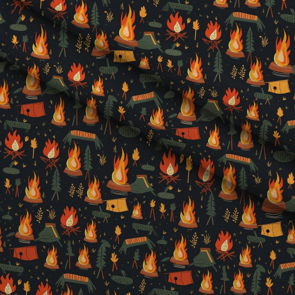 Evergreen Campfire Nights Pattern 12 Fleece Fabric — fleece fabric folded close-up preview (mv-fleece-v1:lying)
