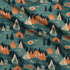 Evergreen Campfire Nights Pattern 5 Fleece Fabric — fleece fabric folded close-up preview (mv-fleece-v1:lying)