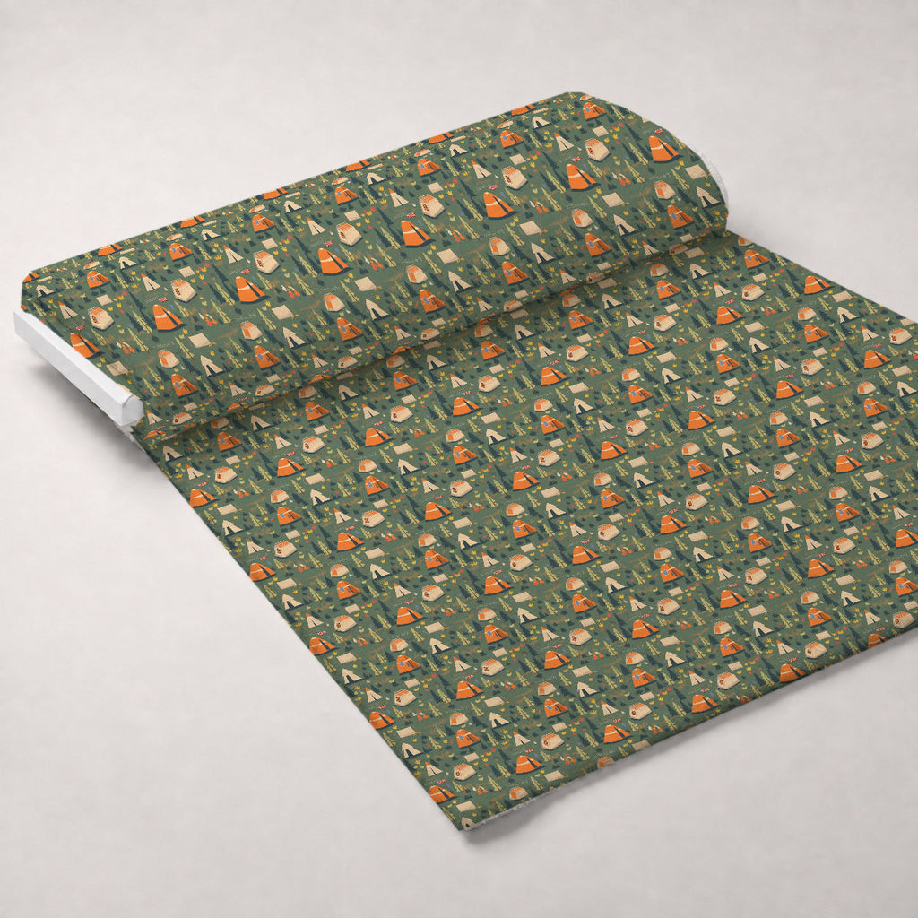 Evergreen Campfire Nights Pattern 6 Fleece Fabric — fleece fabric unrolled bolt preview (mv-fleece-v1:bolt)