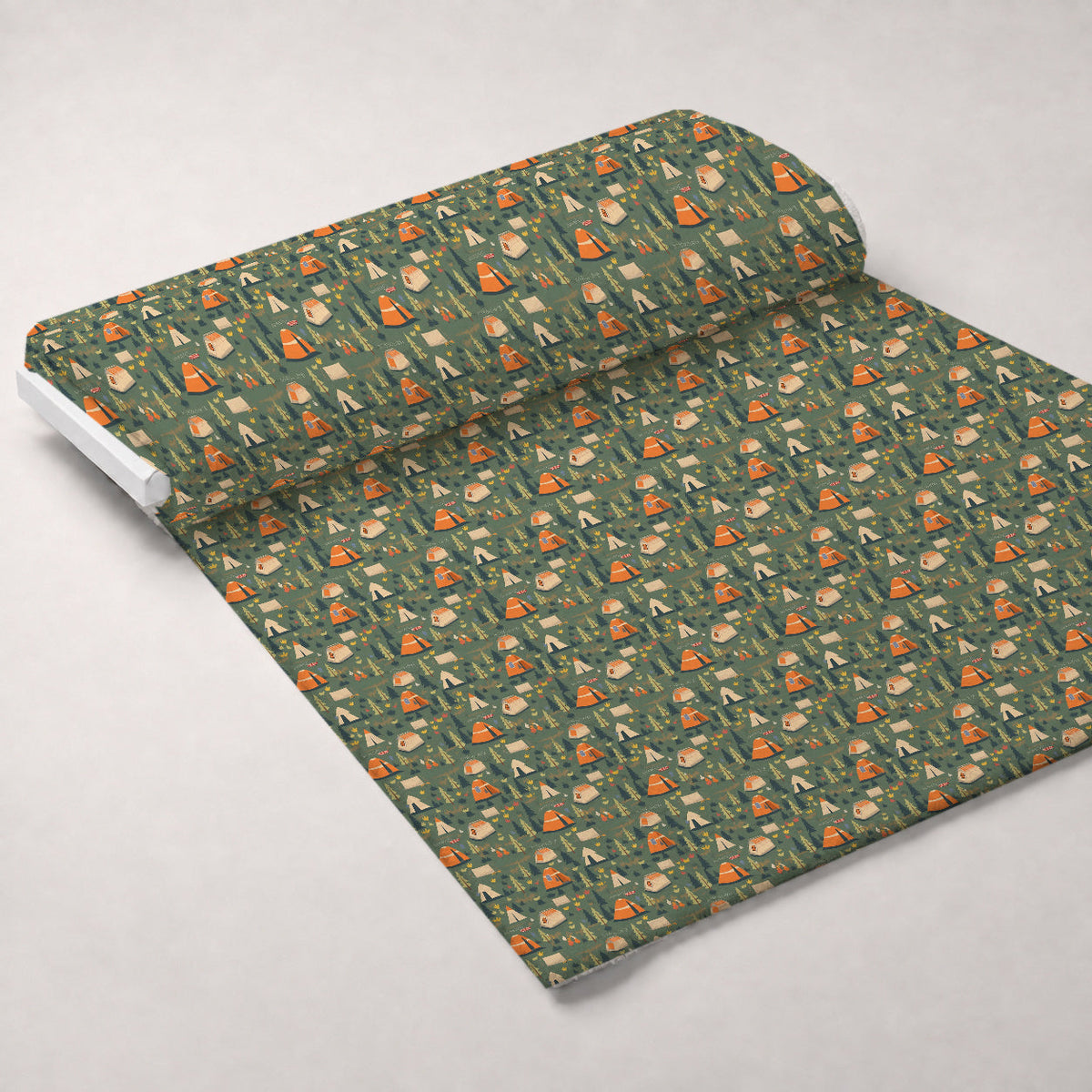 Evergreen Campfire Nights Pattern 6 Fleece Fabric — fleece fabric unrolled bolt preview (mv-fleece-v1:bolt)