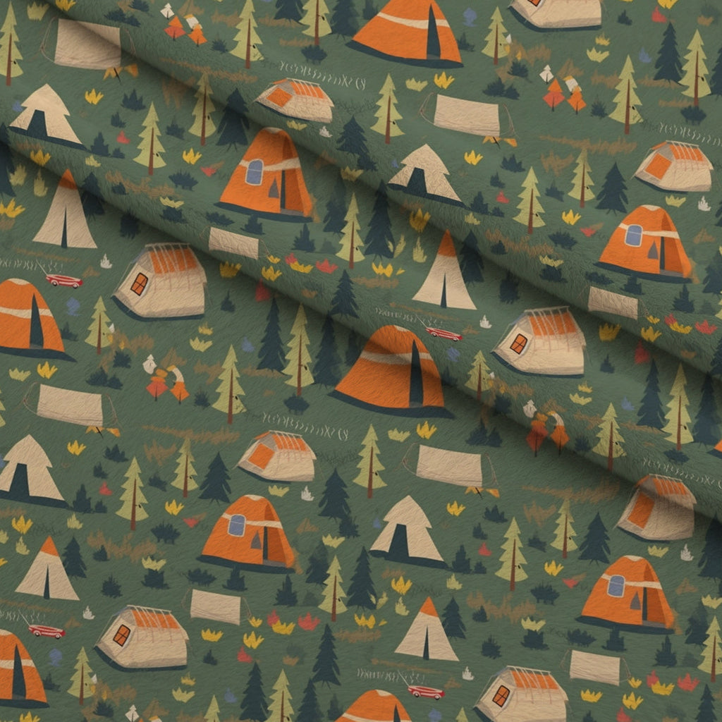 Evergreen Campfire Nights Pattern 6 Fleece Fabric — fleece fabric folded close-up preview (mv-fleece-v1:lying)