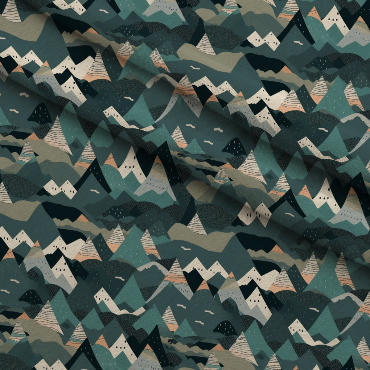 Evergreen Campfire Nights Pattern 7 Fleece Fabric — fleece fabric folded close-up preview (mv-fleece-v1:lying)