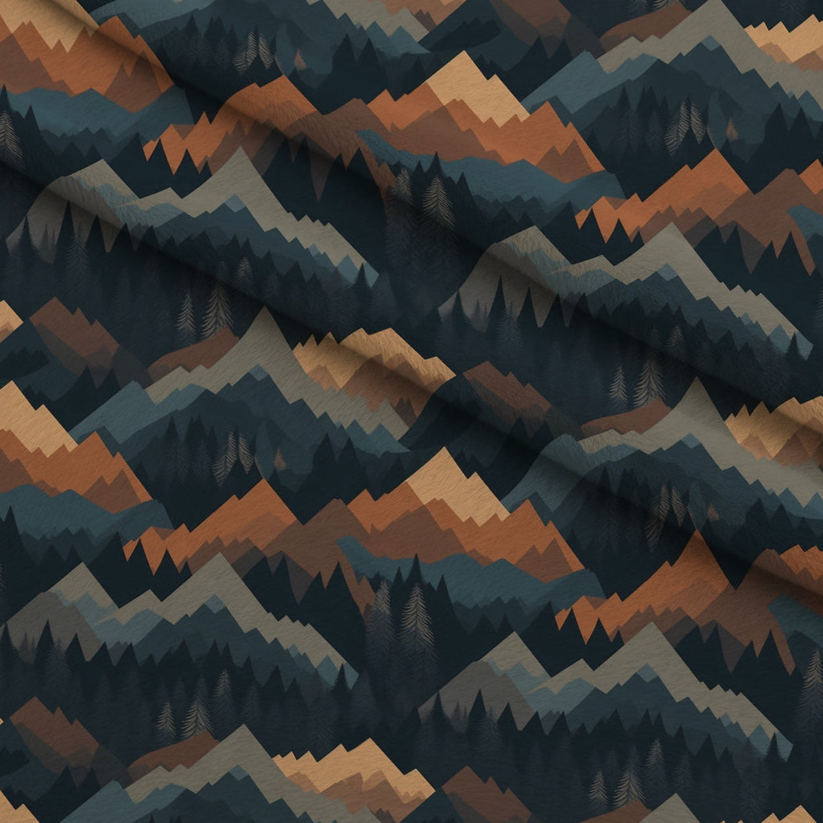 Evergreen Campfire Nights Pattern 9 Fleece Fabric — fleece fabric folded close-up preview (mv-fleece-v1:lying)