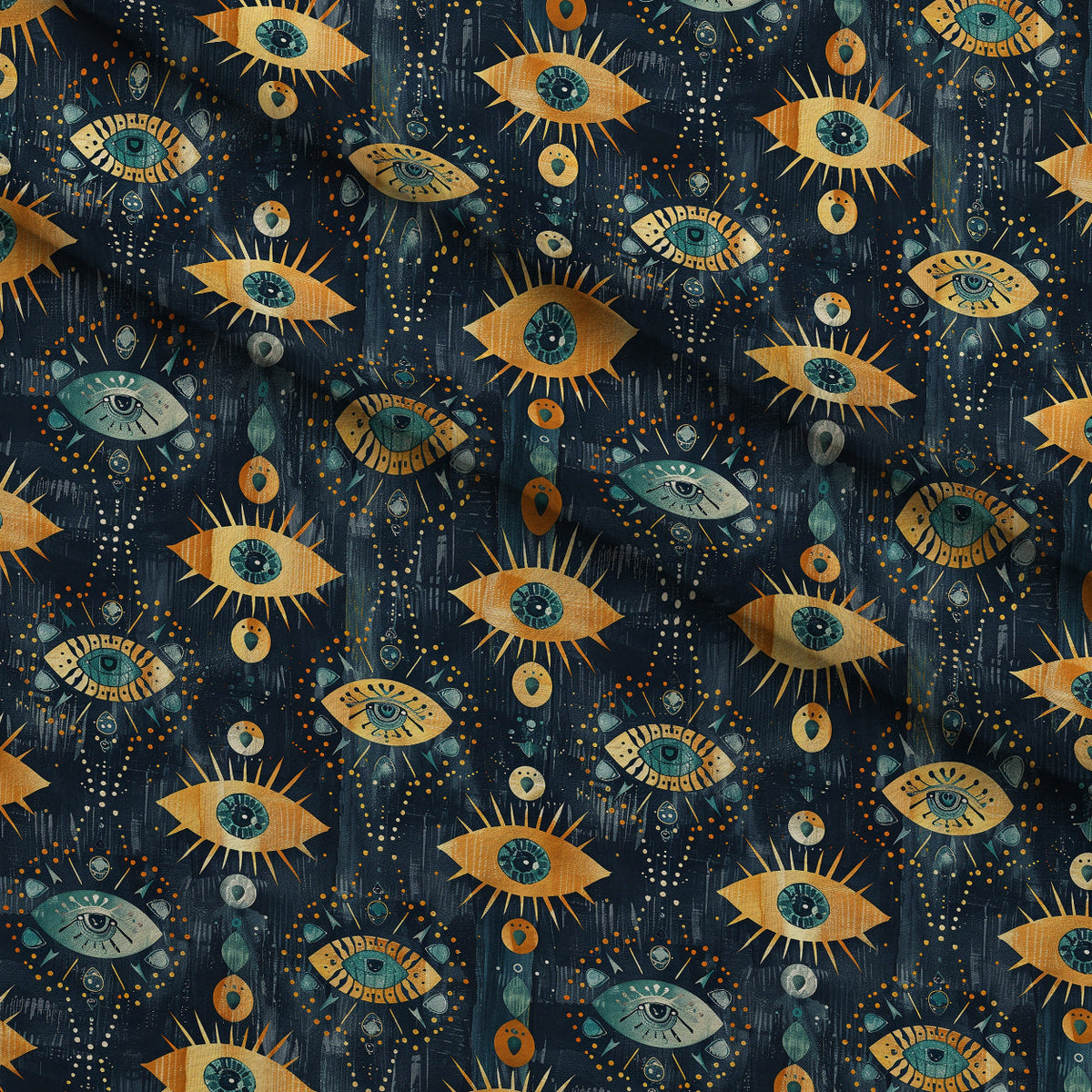 Evil Eye Pattern 1 Fleece Fabric — fleece fabric folded close-up preview (mv-fleece-v1:lying)