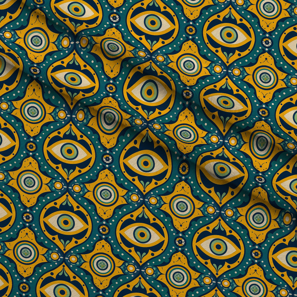 Evil Eye Pattern 2 Fleece Fabric — fleece fabric folded close-up preview (mv-fleece-v1:lying)