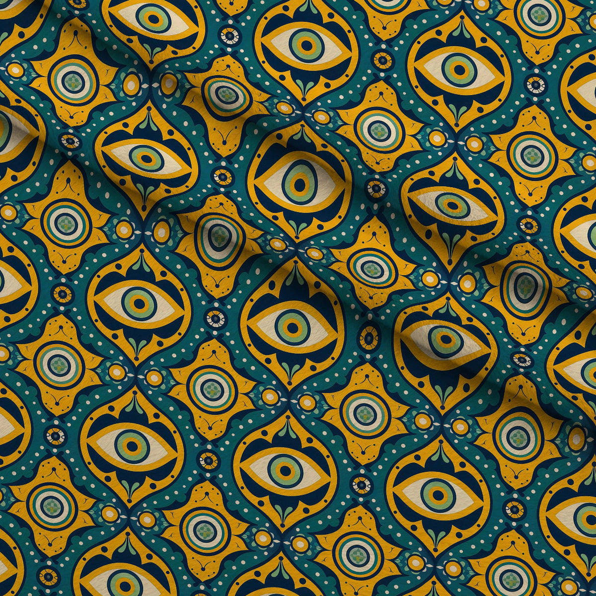 Evil Eye Pattern 2 Fleece Fabric — fleece fabric folded close-up preview (mv-fleece-v1:lying)