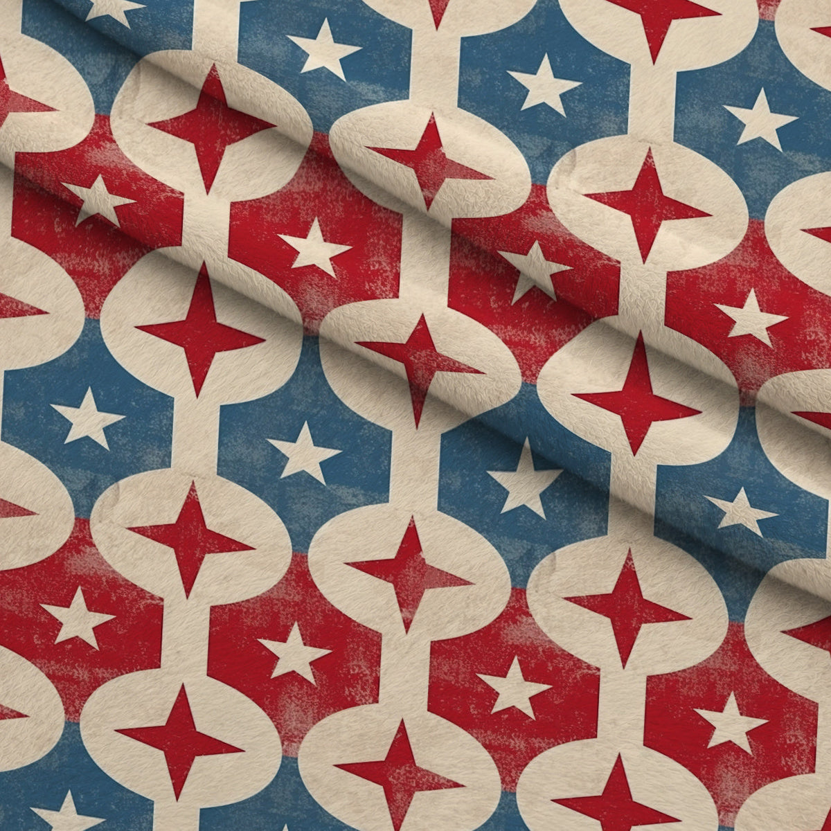 Faded Americana Pattern 12 Fleece Fabric — fleece fabric folded close-up preview (mv-fleece-v1:lying)