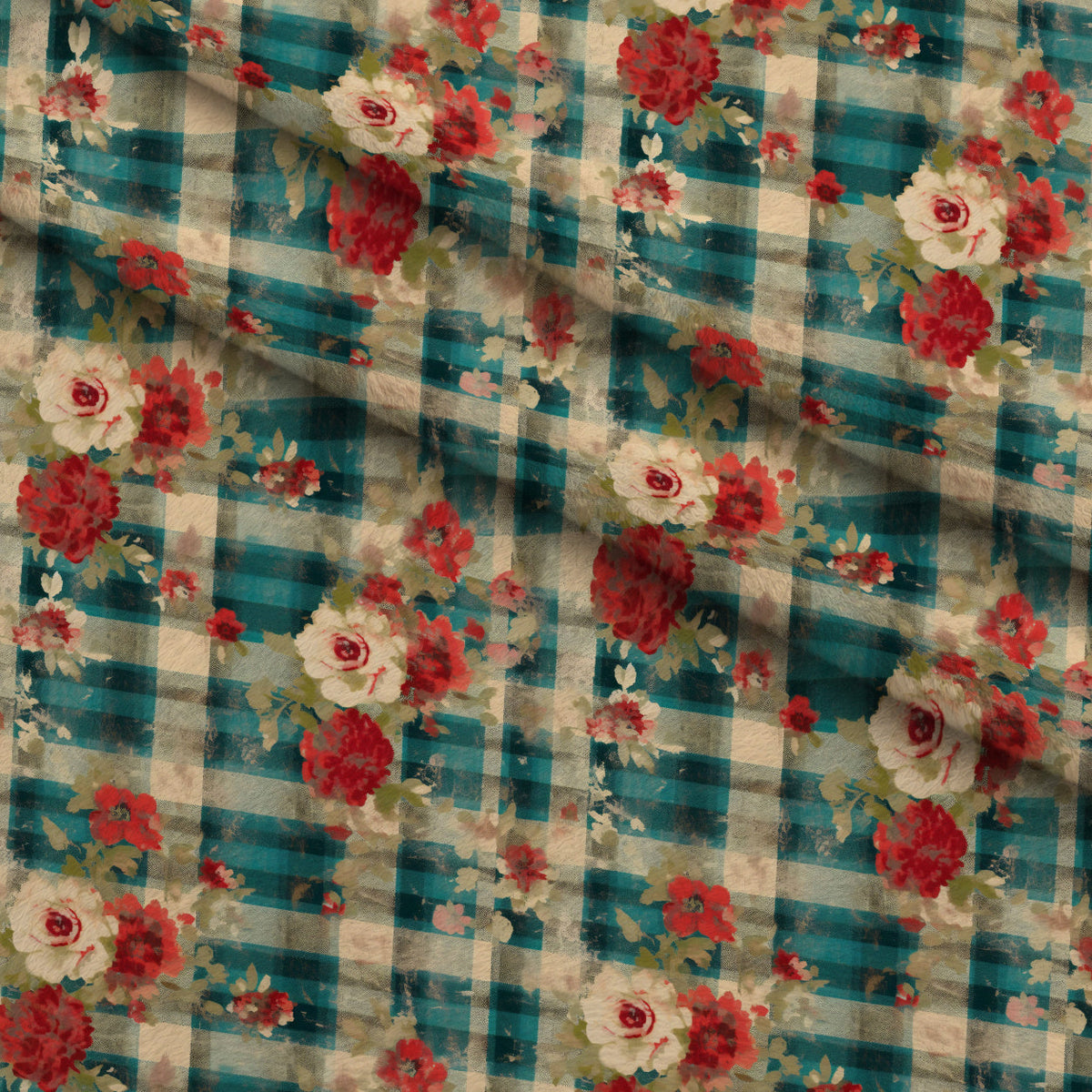 Faded Farmhouse Blooms Pattern 10 Fleece Fabric — fleece fabric folded close-up preview (mv-fleece-v1:lying)