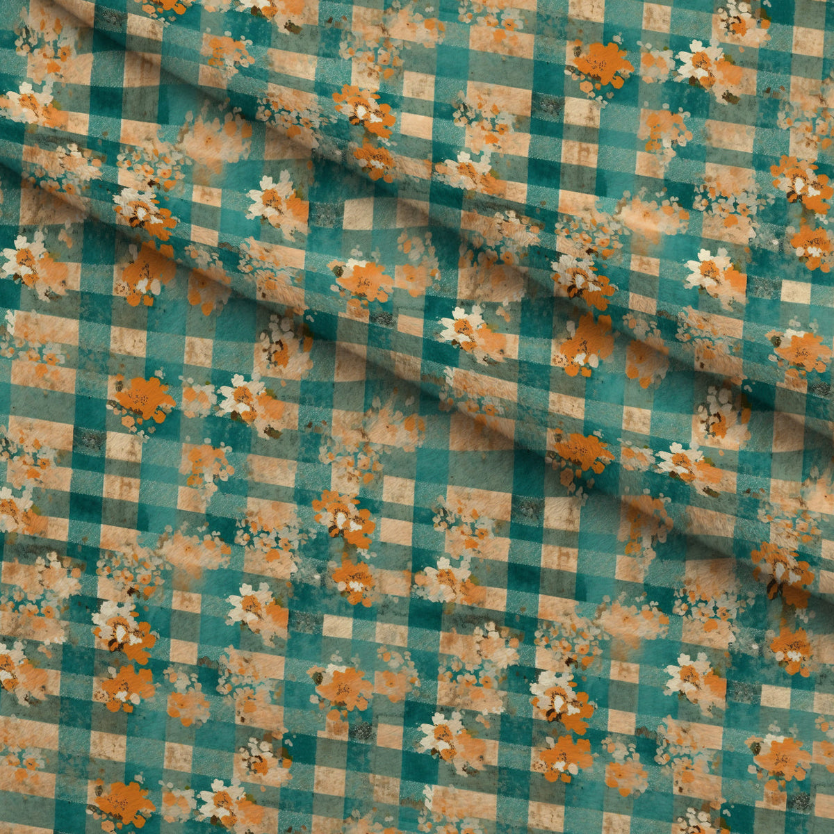 Faded Farmhouse Blooms Pattern 12 Fleece Fabric — fleece fabric folded close-up preview (mv-fleece-v1:lying)