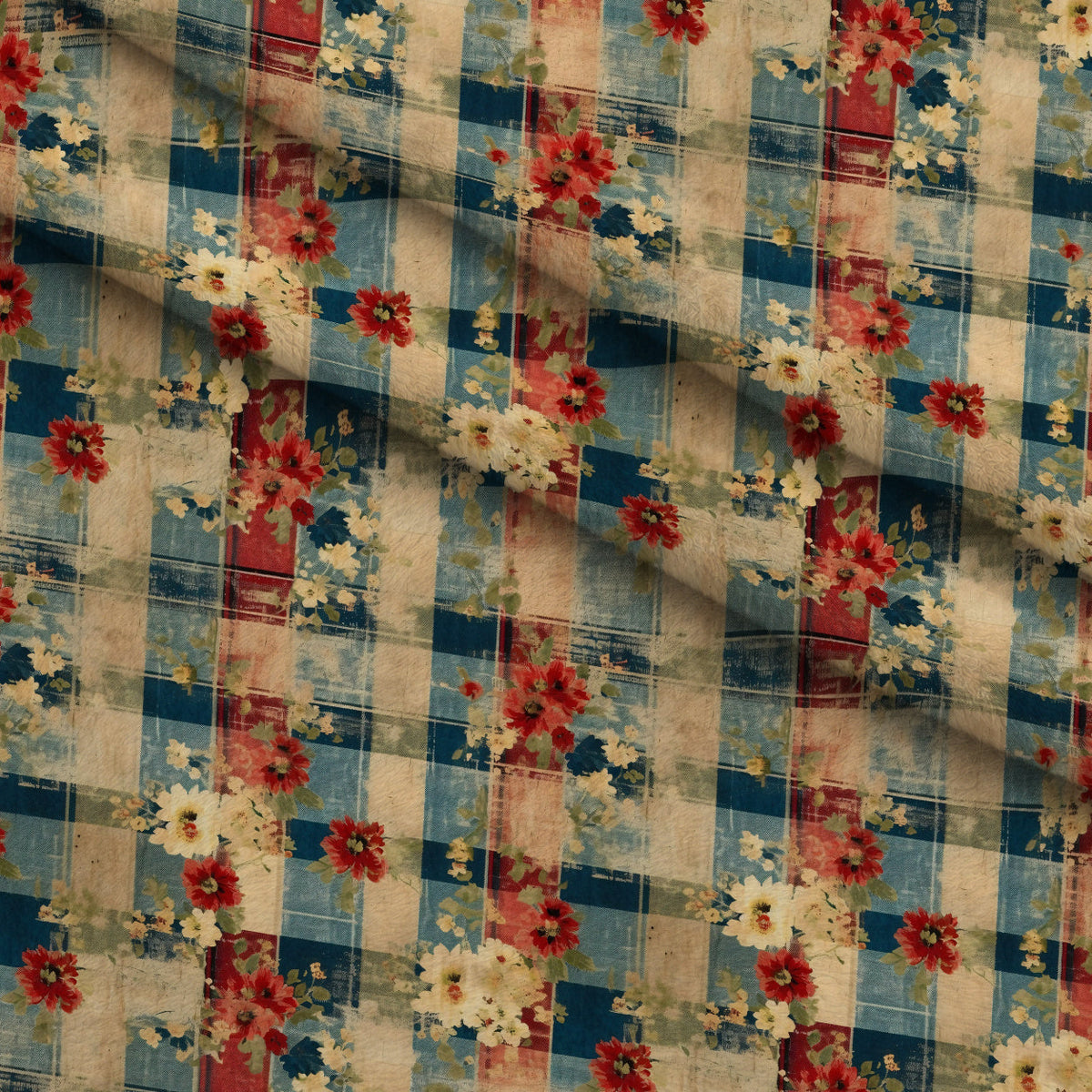 Faded Farmhouse Blooms Pattern 14 Fleece Fabric — fleece fabric folded close-up preview (mv-fleece-v1:lying)