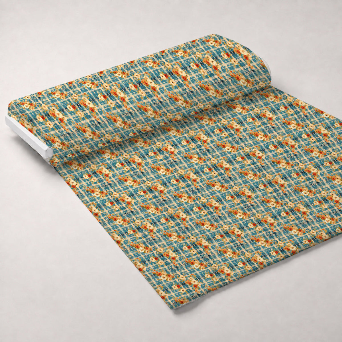 Faded Farmhouse Blooms Pattern 16 Fleece Fabric — fleece fabric unrolled bolt preview (mv-fleece-v1:bolt)