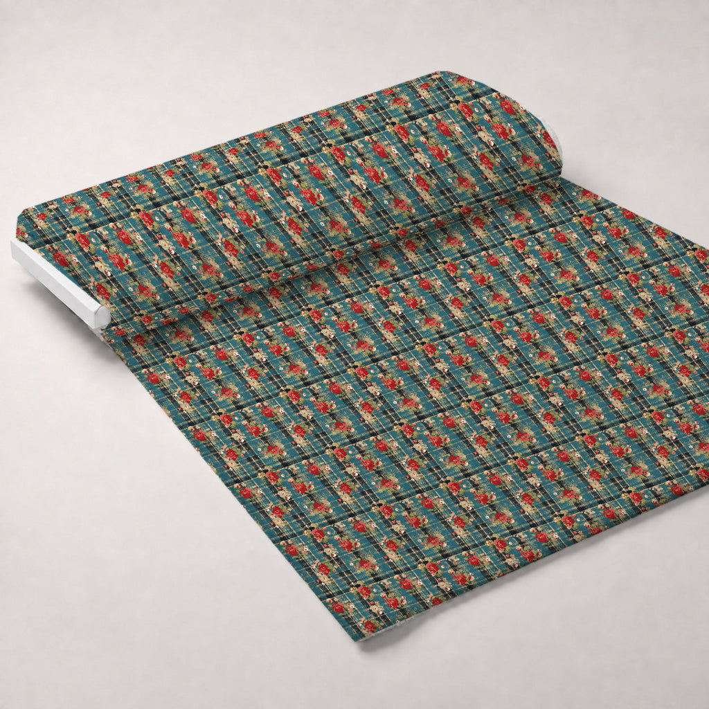 Faded Farmhouse Blooms Pattern 19 Fleece Fabric — fleece fabric unrolled bolt preview (mv-fleece-v1:bolt)
