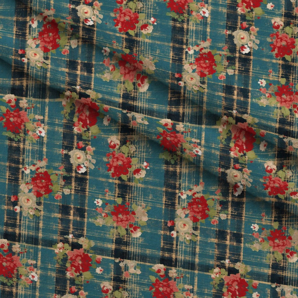 Faded Farmhouse Blooms Pattern 19 Fleece Fabric — fleece fabric folded close-up preview (mv-fleece-v1:lying)