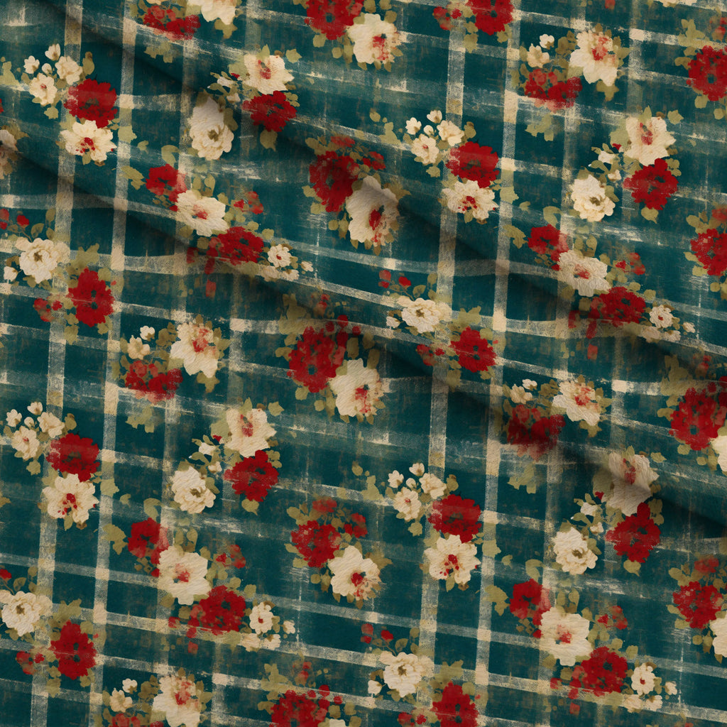 Faded Farmhouse Blooms Pattern 4 Fleece Fabric — fleece fabric folded close-up preview (mv-fleece-v1:lying)
