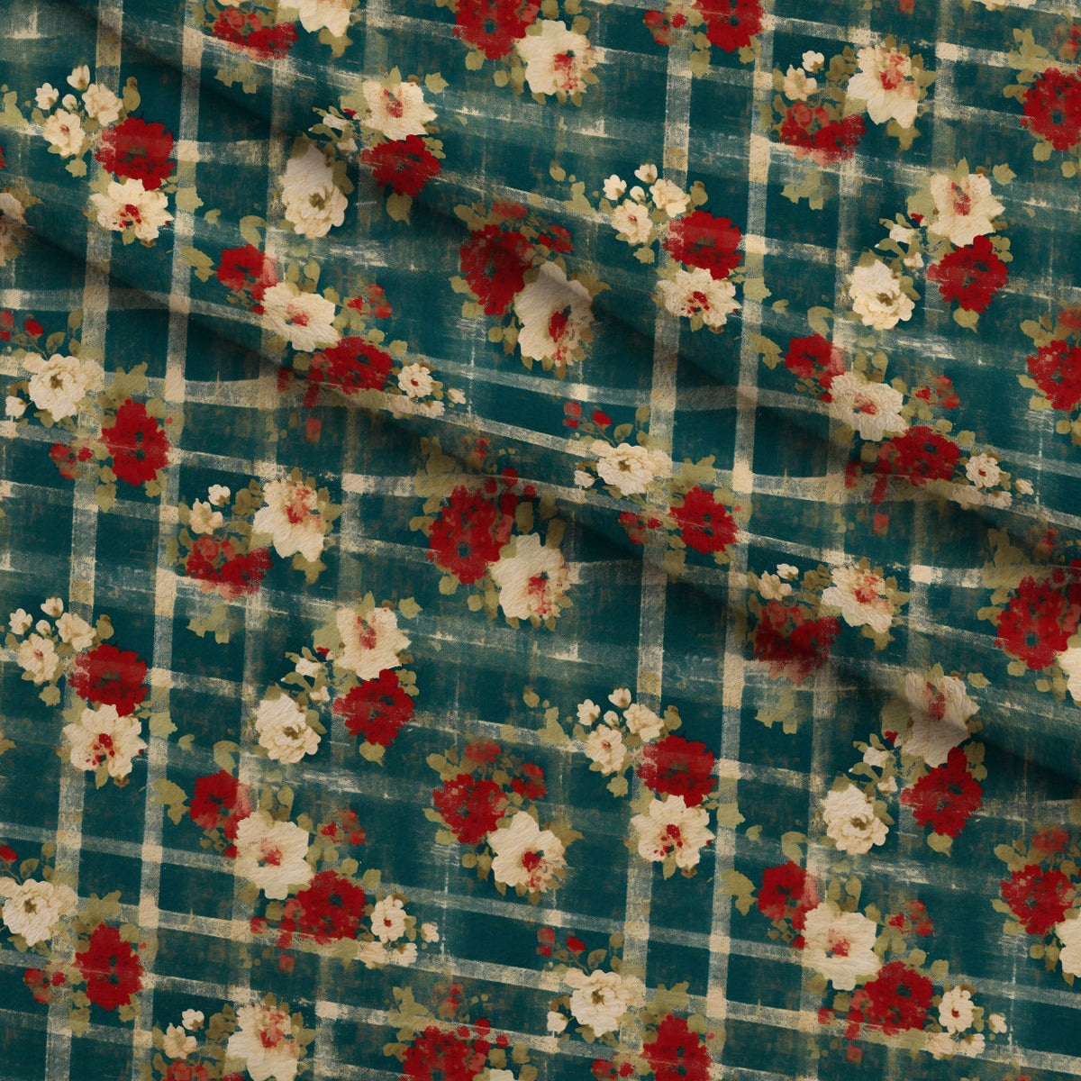 Faded Farmhouse Blooms Pattern 4 Fleece Fabric — fleece fabric folded close-up preview (mv-fleece-v1:lying)