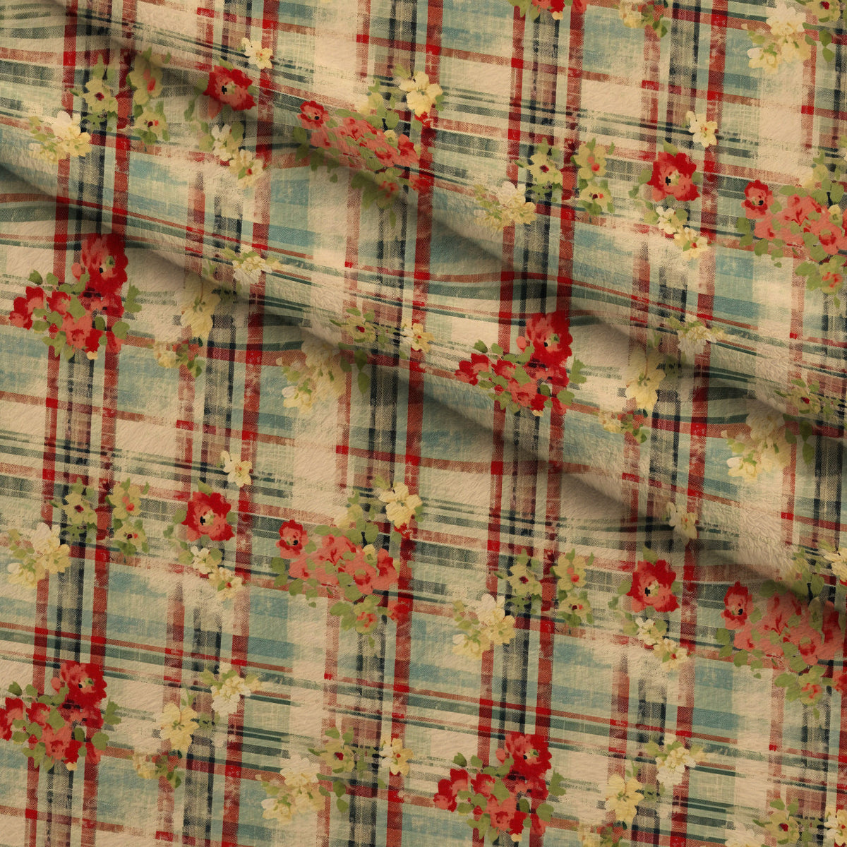 Faded Farmhouse Blooms Pattern 6 Fleece Fabric — fleece fabric folded close-up preview (mv-fleece-v1:lying)