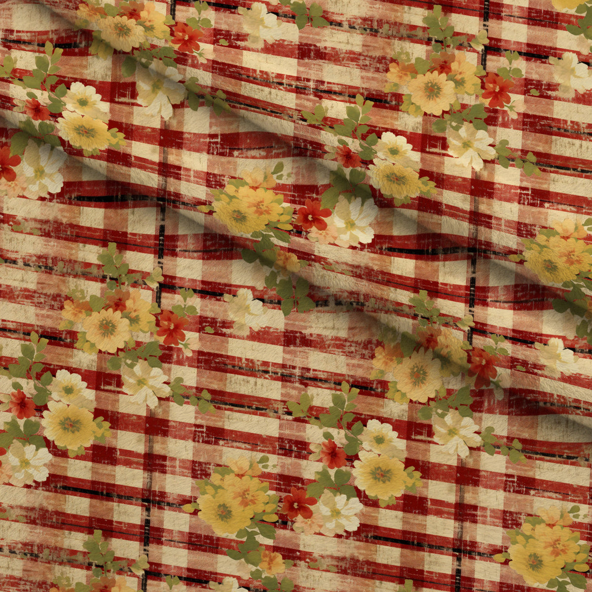 Faded Farmhouse Blooms Pattern 7 Fleece Fabric — fleece fabric folded close-up preview (mv-fleece-v1:lying)
