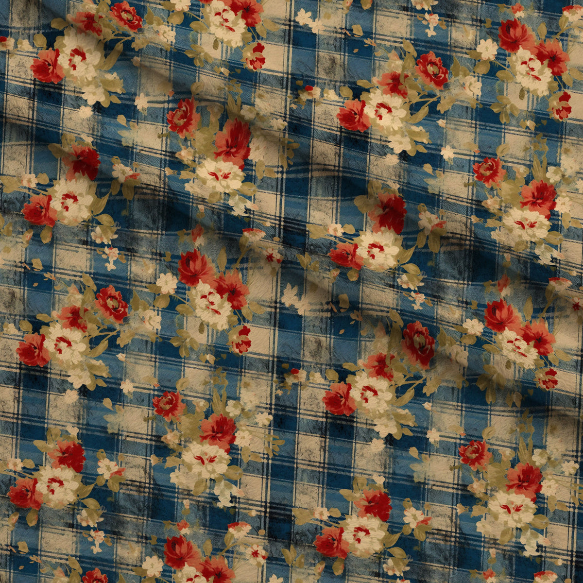 Faded Farmhouse Blooms Pattern 8 Fleece Fabric — fleece fabric folded close-up preview (mv-fleece-v1:lying)