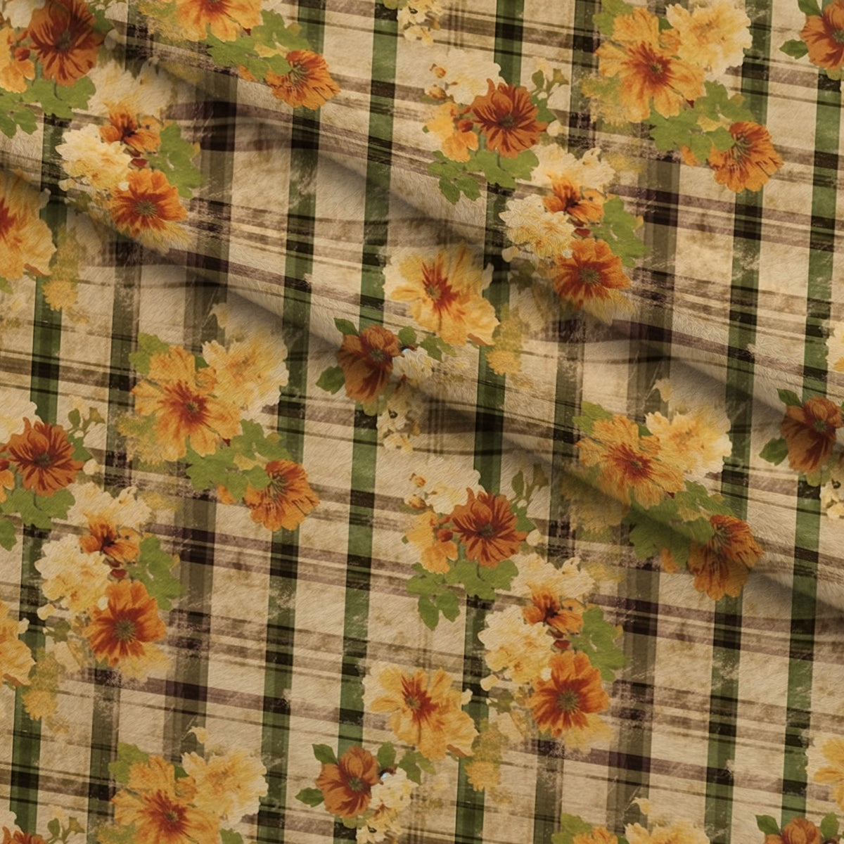 Faded Farmhouse Blooms Pattern 9 Fleece Fabric — fleece fabric folded close-up preview (mv-fleece-v1:lying)