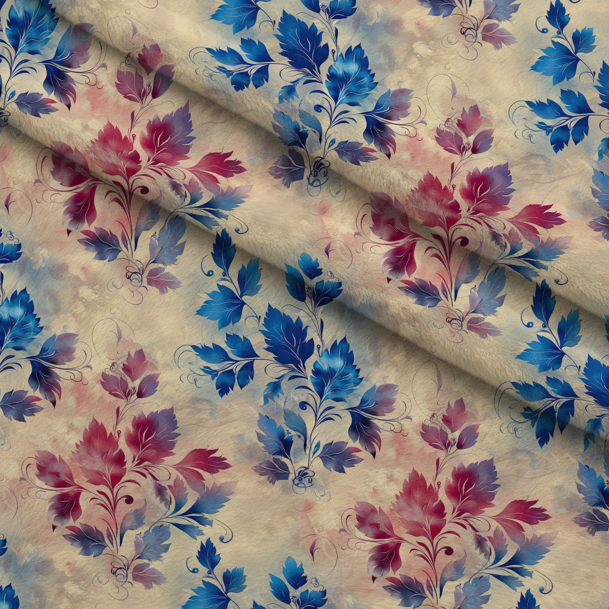 Faded Foliage Pattern 1 Fleece Fabric — fleece fabric folded close-up preview (mv-fleece-v1:lying)