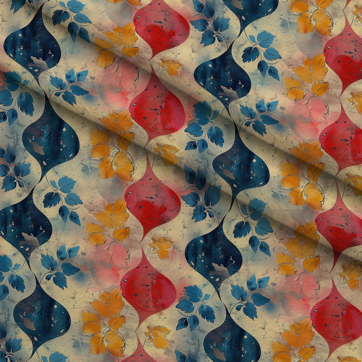 Faded Foliage Pattern 11 Fleece Fabric — fleece fabric folded close-up preview (mv-fleece-v1:lying)