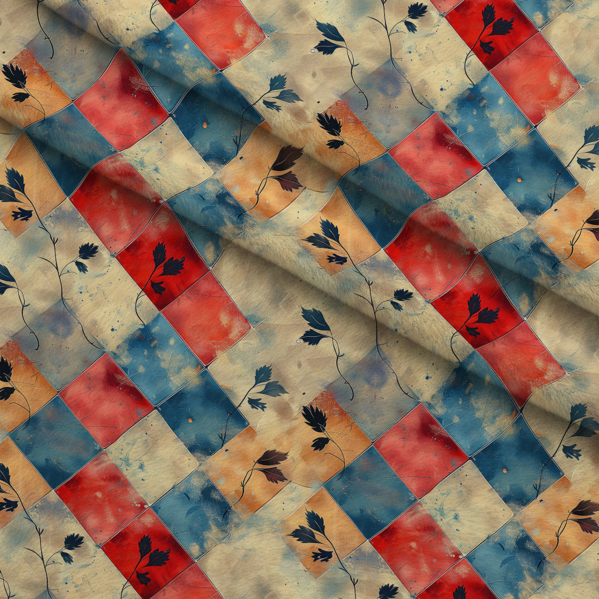 Faded Foliage Pattern 12 Fleece Fabric — fleece fabric folded close-up preview (mv-fleece-v1:lying)