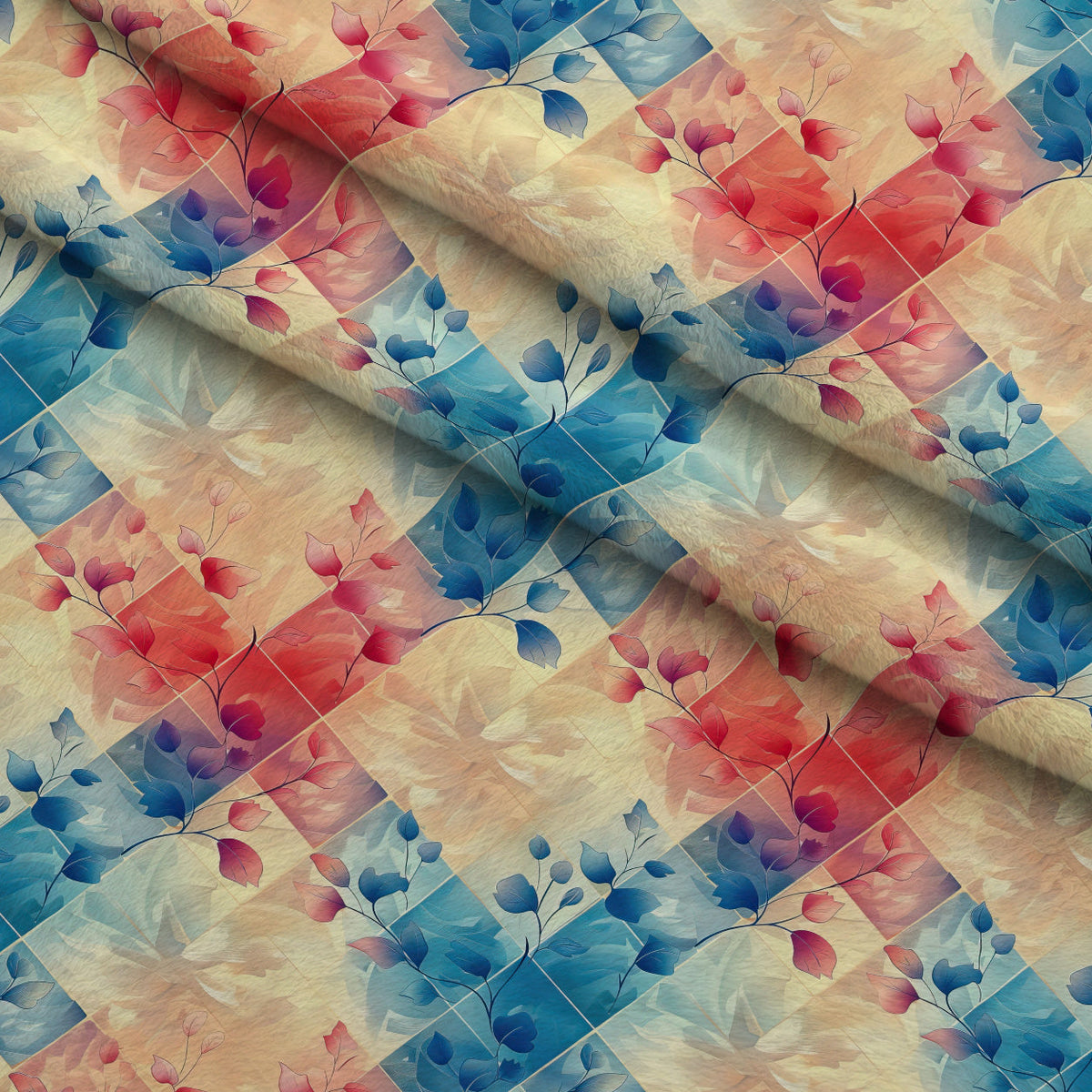Faded Foliage Pattern 2 Fleece Fabric — fleece fabric folded close-up preview (mv-fleece-v1:lying)