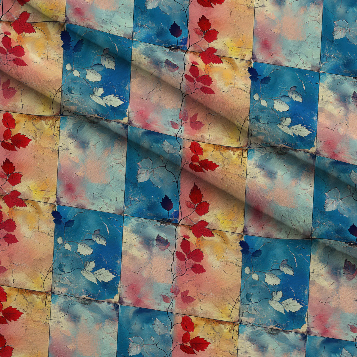 Faded Foliage Pattern 5 Fleece Fabric — fleece fabric folded close-up preview (mv-fleece-v1:lying)