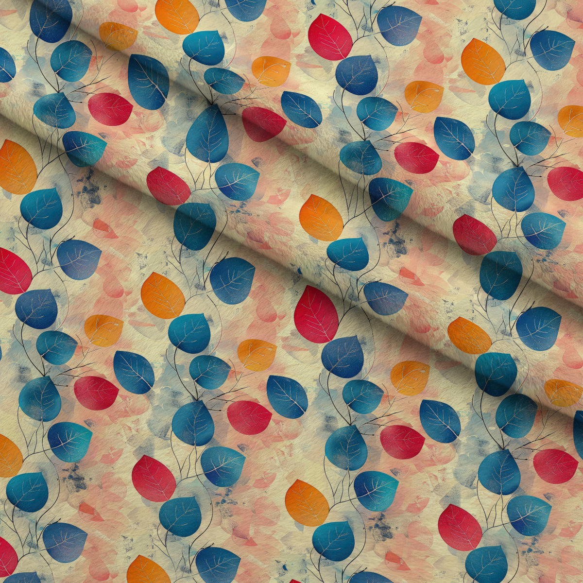 Faded Foliage Pattern 6 Fleece Fabric — fleece fabric folded close-up preview (mv-fleece-v1:lying)