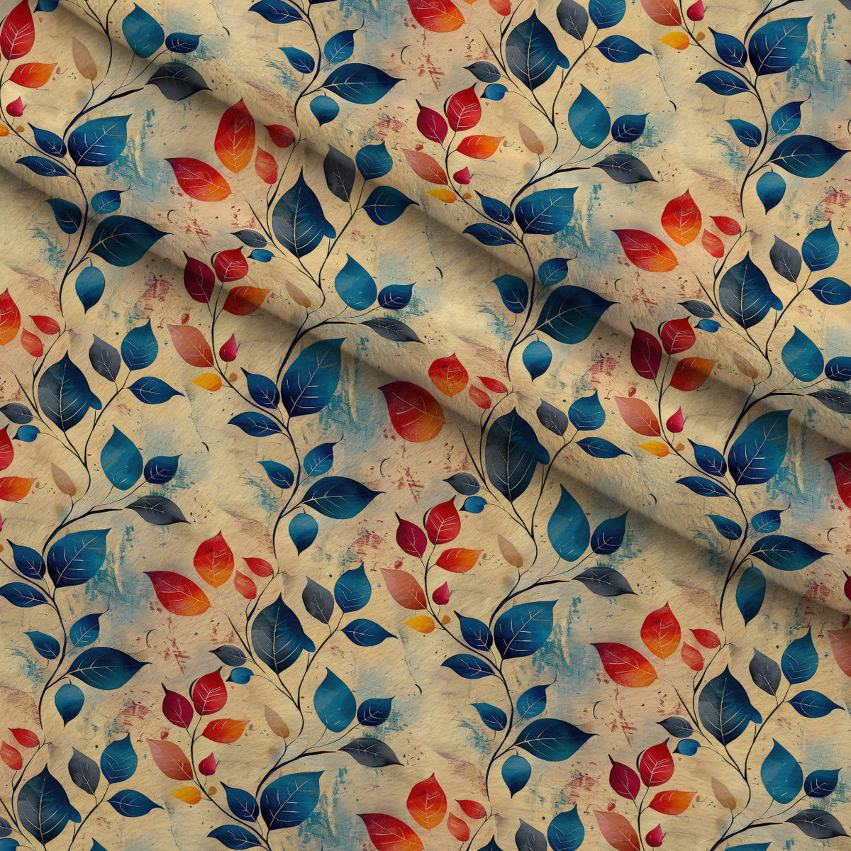 Faded Foliage Pattern 7 Fleece Fabric — fleece fabric folded close-up preview (mv-fleece-v1:lying)