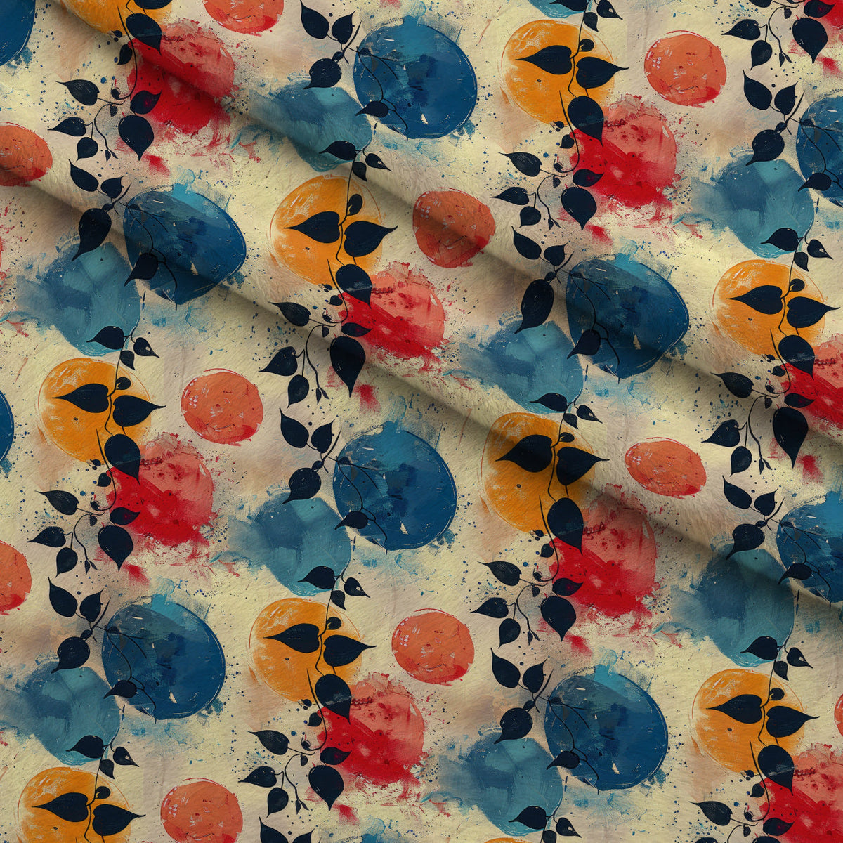 Faded Foliage Pattern 8 Fleece Fabric — fleece fabric folded close-up preview (mv-fleece-v1:lying)