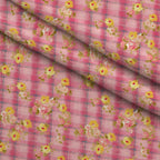 Faded Gingham Blooms Pattern 8 Fleece Fabric — fleece fabric folded close-up preview (mv-fleece-v1:lying)