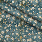 Faded Indigo Roses Pattern 9 Fleece Fabric — fleece fabric folded close-up preview (mv-fleece-v1:lying)
