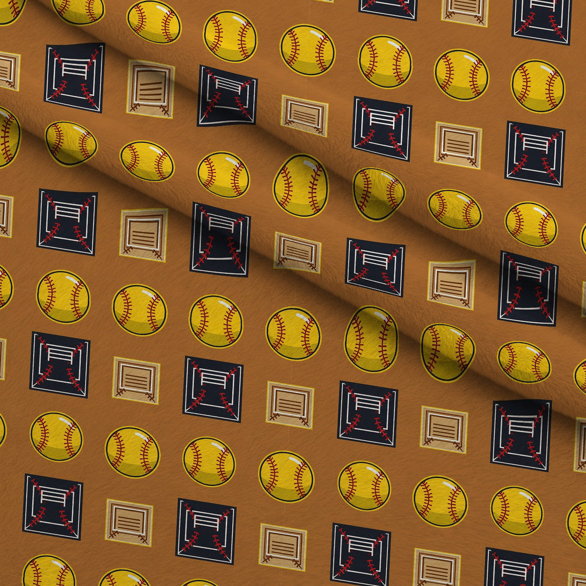 Fastpitch Fever Pattern 16 Fleece Fabric — fleece fabric folded close-up preview (mv-fleece-v1:lying)