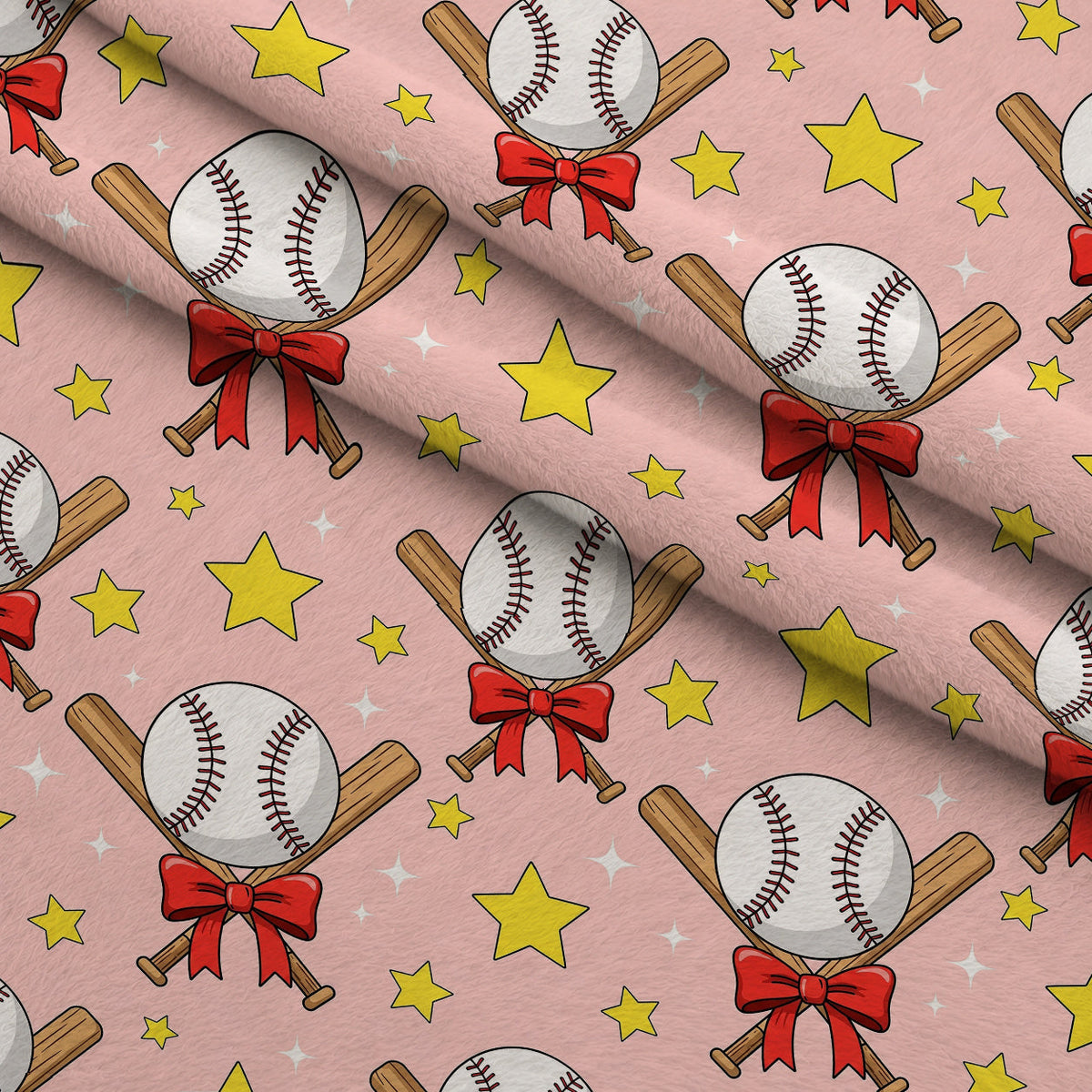 Fastpitch Fever Pattern 3 Fleece Fabric — fleece fabric folded close-up preview (mv-fleece-v1:lying)