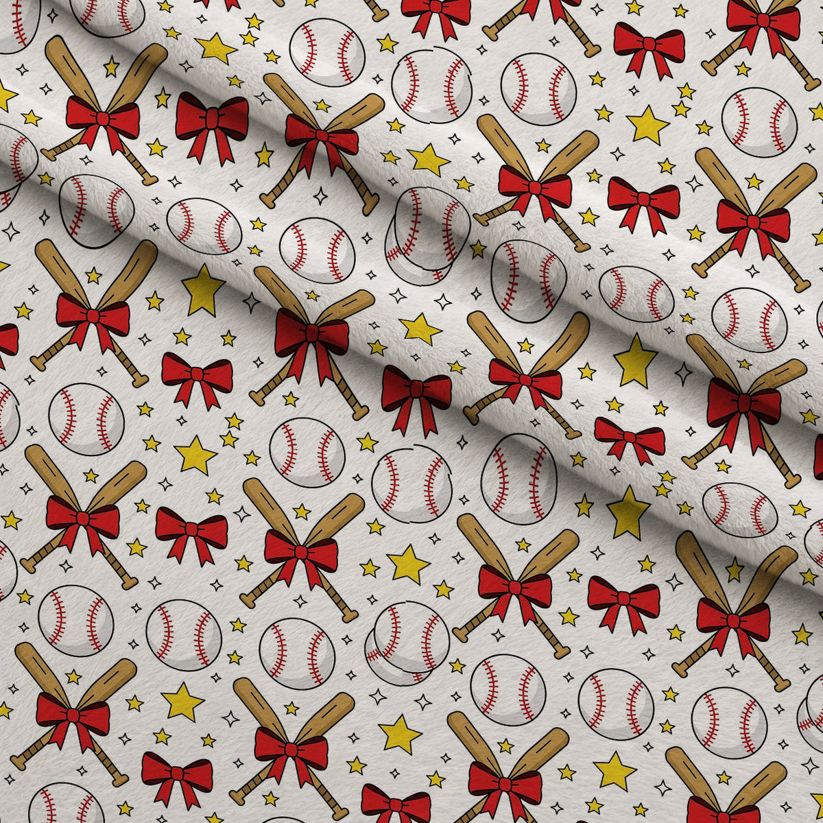 Fastpitch Fever Pattern 4 Fleece Fabric — fleece fabric folded close-up preview (mv-fleece-v1:lying)