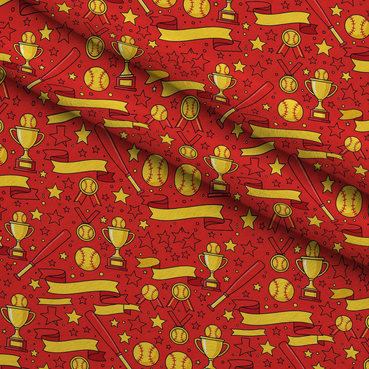 Fastpitch Fever Pattern 9 Fleece Fabric — fleece fabric folded close-up preview (mv-fleece-v1:lying)