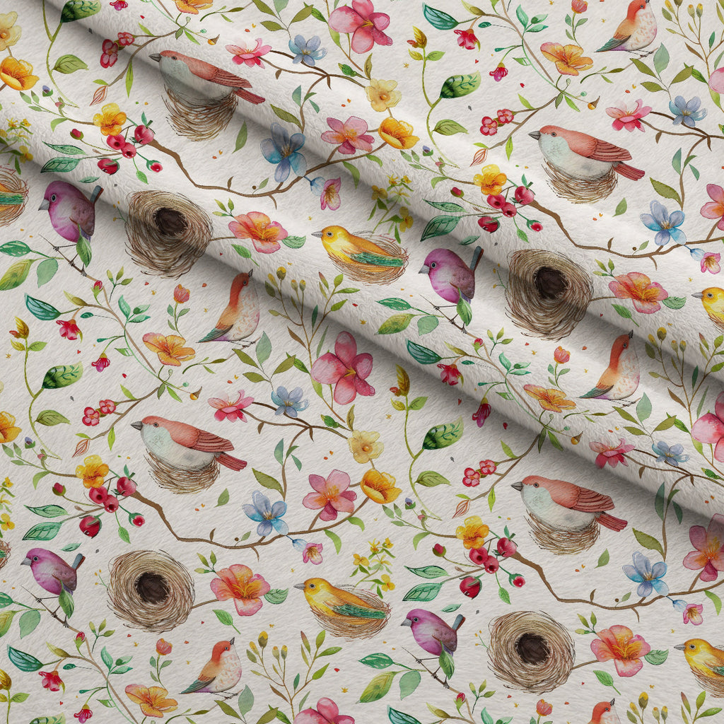 Feathered Blooms Pattern 1 Fleece Fabric — fleece fabric folded close-up preview (mv-fleece-v1:lying)