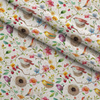 Feathered Blooms Pattern 1 Fleece Fabric — fleece fabric folded close-up preview (mv-fleece-v1:lying)