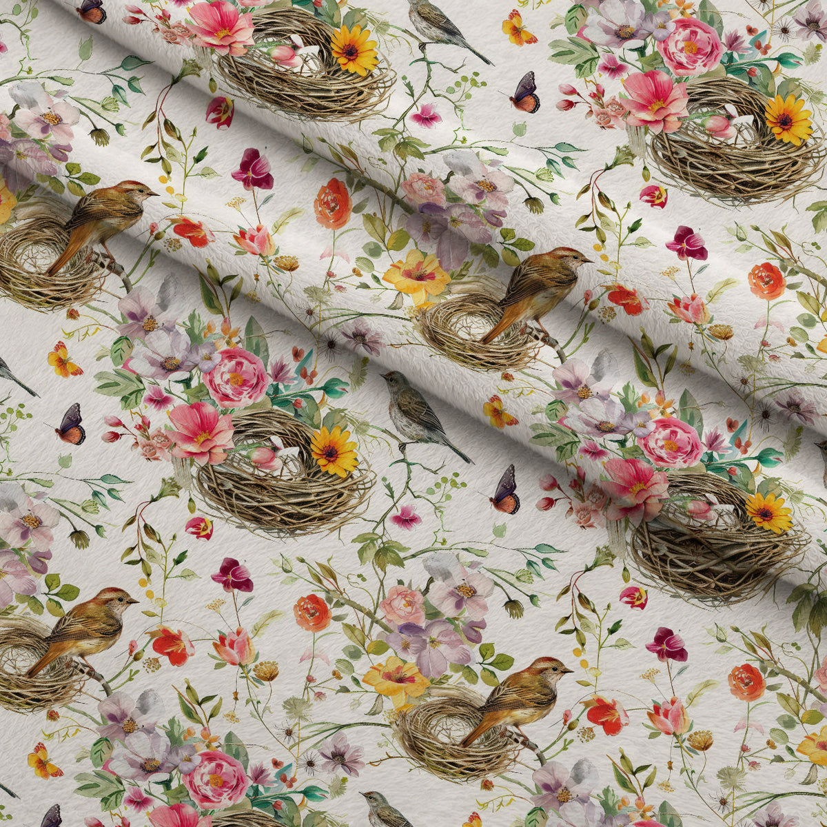 Feathered Blooms Pattern 10 Fleece Fabric — fleece fabric folded close-up preview (mv-fleece-v1:lying)
