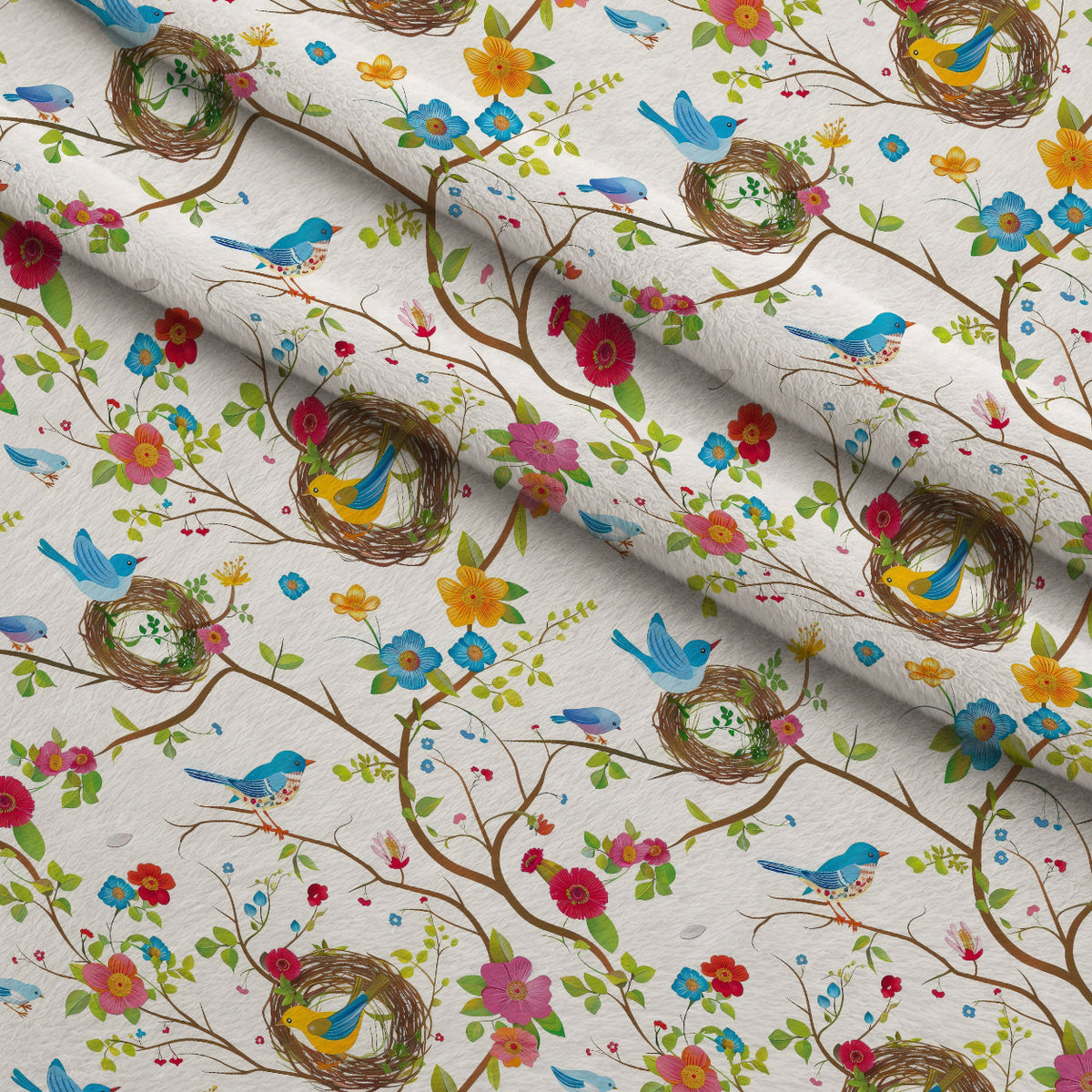 Feathered Blooms Pattern 11 Fleece Fabric — fleece fabric folded close-up preview (mv-fleece-v1:lying)