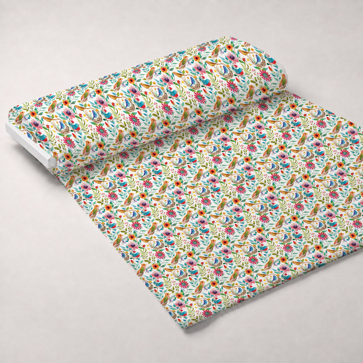 Feathered Blooms Pattern 12 Fleece Fabric — fleece fabric unrolled bolt preview (mv-fleece-v1:bolt)