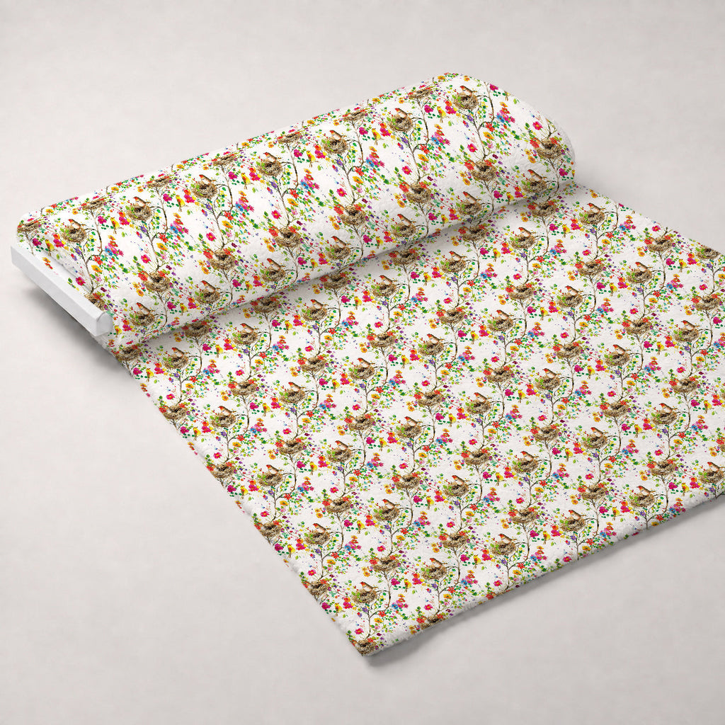 Feathered Blooms Pattern 2 Fleece Fabric — fleece fabric unrolled bolt preview (mv-fleece-v1:bolt)